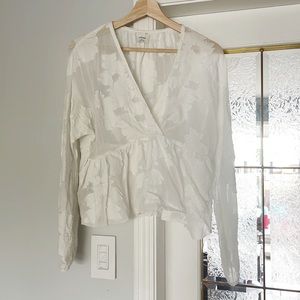 Sheer floral Wilfred peplum flowy blouse